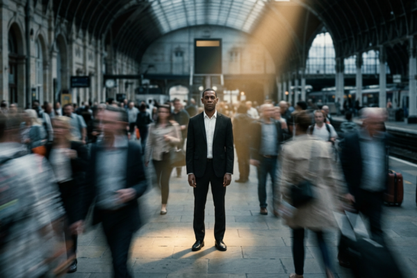 Nano Banana 2 - Cinematic editorial photograph_ a lone figure standing still in a public space _ a t_2 Nano Banana 2 - Cinematic editorial photograph_ a lone figure standing still in a public space _ a t_2